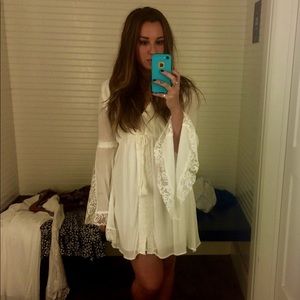 Bohemian White Bell Sleeve Dress